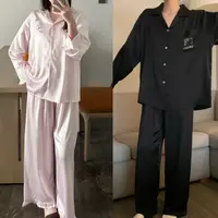 福饮沸别 大码胖mm气质长袖多色冰丝高级感家居服套装合集-8023