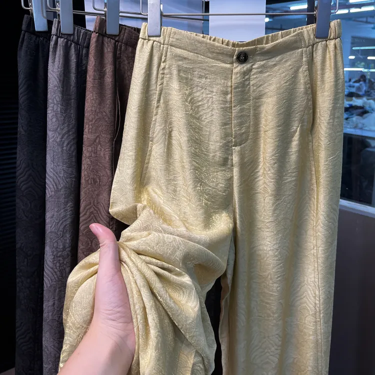 【锦绣山河】超薄夏款桑蚕丝流光花萝香云纱提花新中式阔腿裤