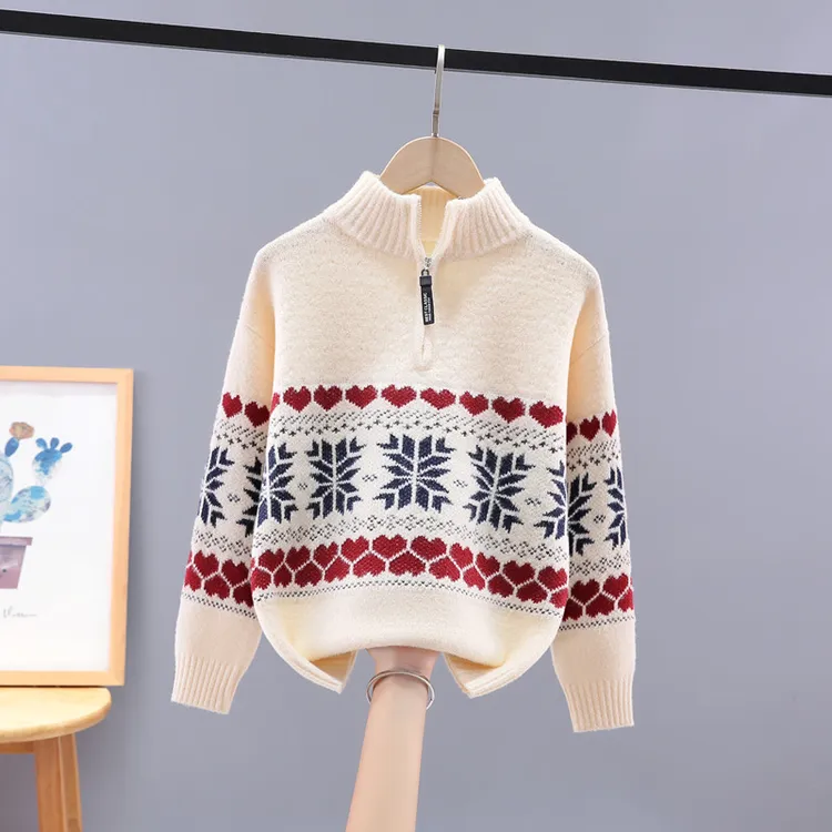 男童学生洋气毛衣秋冬新款儿童痞帅毛线衣服中大童加厚拉链针织衫