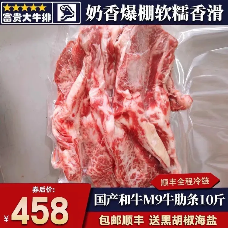【囤肉装】包邮10斤国产m9和牛无骨牛肋条雪花原切奶香烧烤嫩牛肉