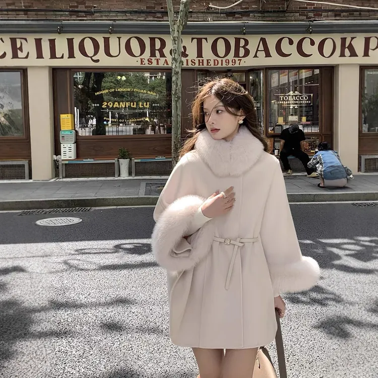 秋冬呢子长袖常规款中长款毛呢无袖法式毛呢外套网红小个子短款