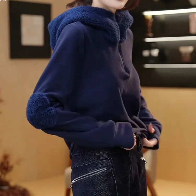 颗粒连帽复古时髦洋气百搭显瘦卫衣LK2507507