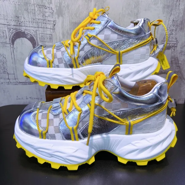 巴黎走秀设计款高级感轻奢ins厚底增高网面老爹鞋真皮运动休闲鞋