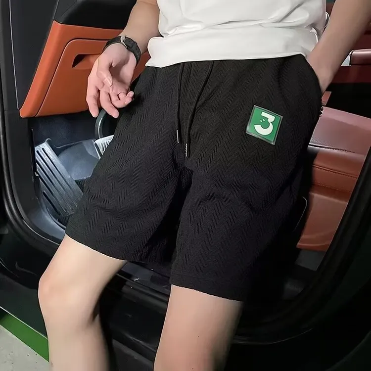夏季薄款网红潮牌休闲短裤外穿痞帅蓝色沙滩大裤衩运动五分中裤男