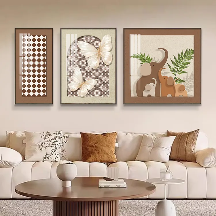 蝶梦悠然沙发背景墙挂画简约大气休闲画高级感客厅装饰画