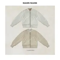 NiannNiann 新款女装复古松弛缎面香槟冰淇淋两面穿棒球棉衣16198