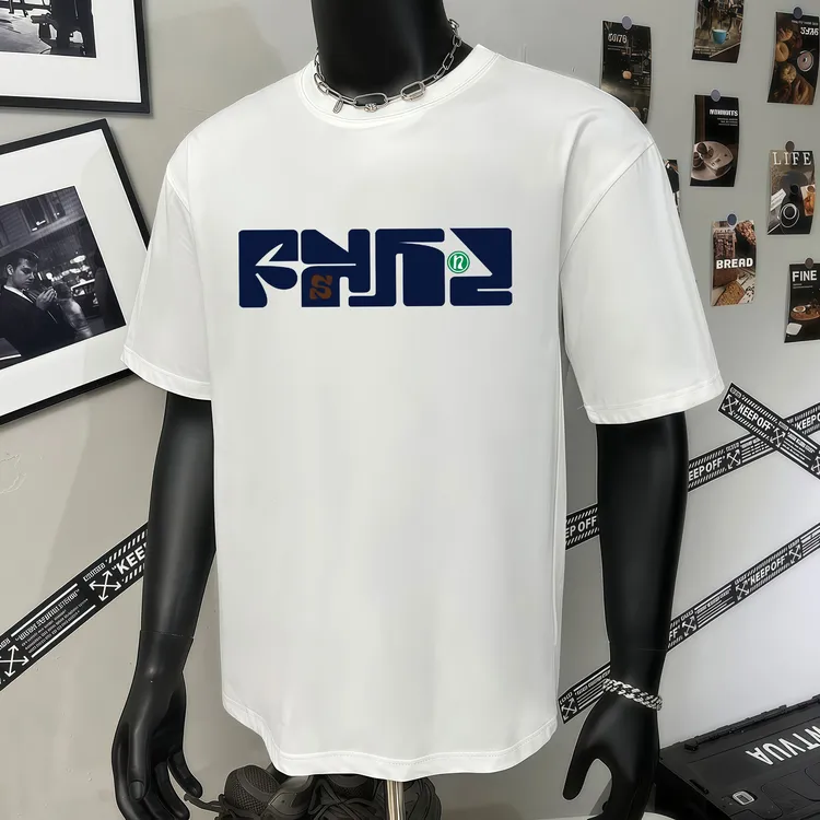 【重磅纯棉】潮牌印花男士夏季2025新款轻奢百搭半袖高级感圆领上衣