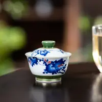 【YR】翡翠绿（多子多福） 鸡缸杯盖碗 100cc