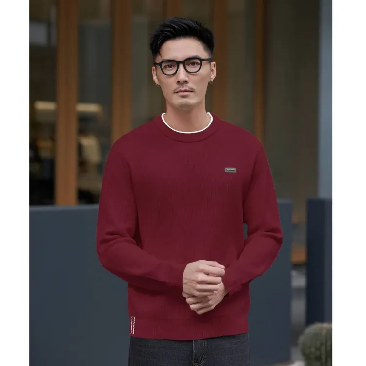 【树邦实体】秋冬老钱风拼接假两件针织衫保暖简约男百搭毛衣时尚