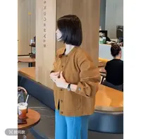 【水洗棉 牛仔衬衫】秋款圆领外套新款时尚简约休闲百搭