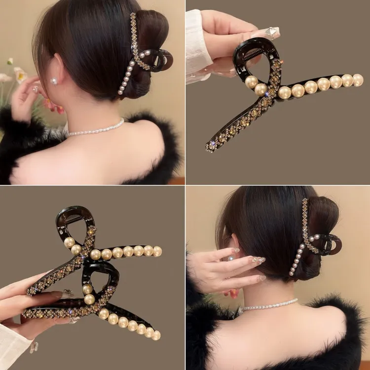 流行气质高级感大号珠珠盘发鲨鱼2025年夹轻奢闪钻2025年流行抓夹