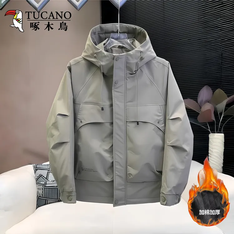 TUCANO/啄木鳥秋冬季男士连帽夹克2025休闲防风工装冲锋外套时尚