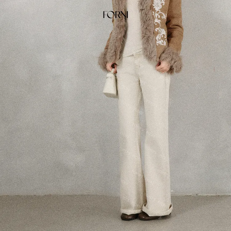 FORNI  特工牛仔 复古水洗原牛低腰显瘦窄版直筒牛仔长裤