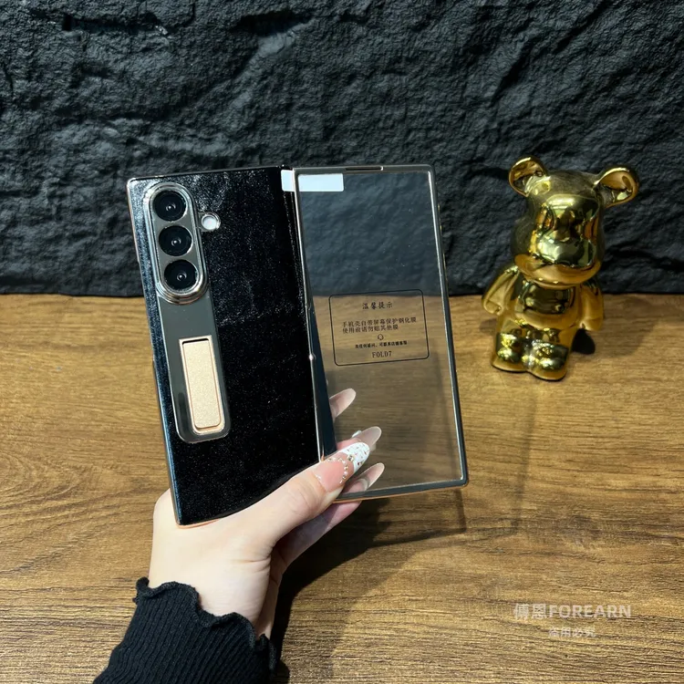 适用于三星Fold7手机壳折叠屏油蜡真皮zfold7保护套支架壳膜一体