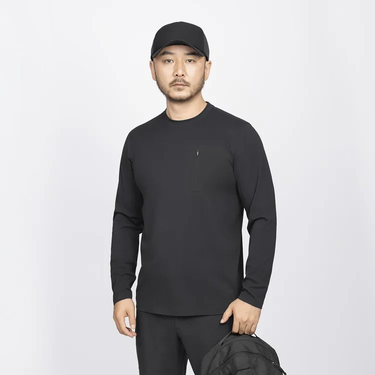 ★【天衣无缝4.0】秋冬新款男士全无缝胸袋压胶长袖T恤 HT26