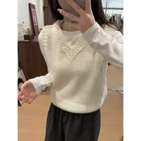 【Niche Young】桃奶时尚百搭宽松无袖韩版秋冬套头针织Y6793