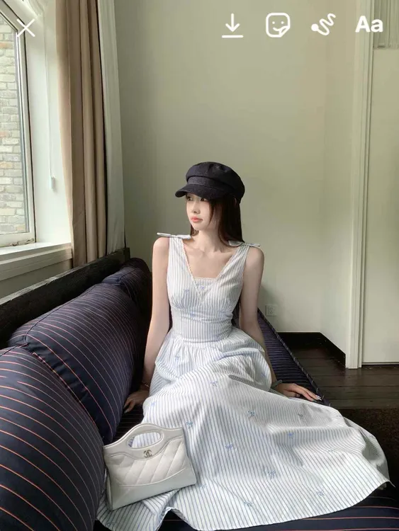 EIA一尧【甜心桃乐丝】韩系条纹bm风连衣裙气质俏皮少女夏日显瘦裙