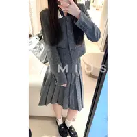 【mimius】喵26早春混色人字纹羊毛混纺外套+百褶半裙含腰带 G11097