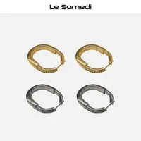 Le Samedi马油叶儿【银月环扣】極简风轻奢百搭U形镶钻耳扣