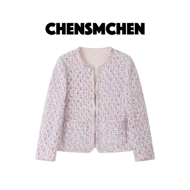 CHENSMCHEN 梦幻彩纱棉感小香外套女时尚精致优雅上衣CSW8760LC