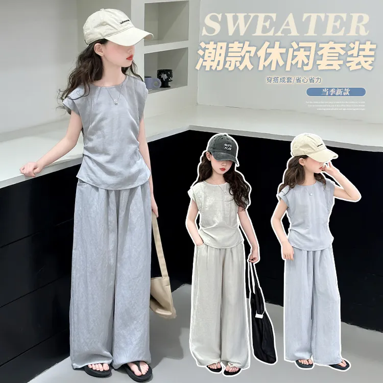 25夏新款小暖自制砂洗亚麻上衣阔腿裤套装3色文艺复古清冷风