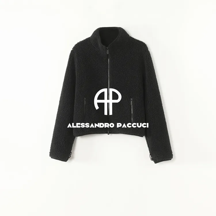 AP洛哥54192WT【夹心羊羔毛外套】绵羊毛双色夹花立领时尚休闲外套