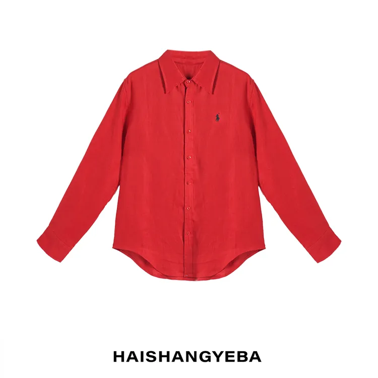 【海上叶爸】新款2025夏季百搭亚麻翻领宽松休闲长袖衬衫