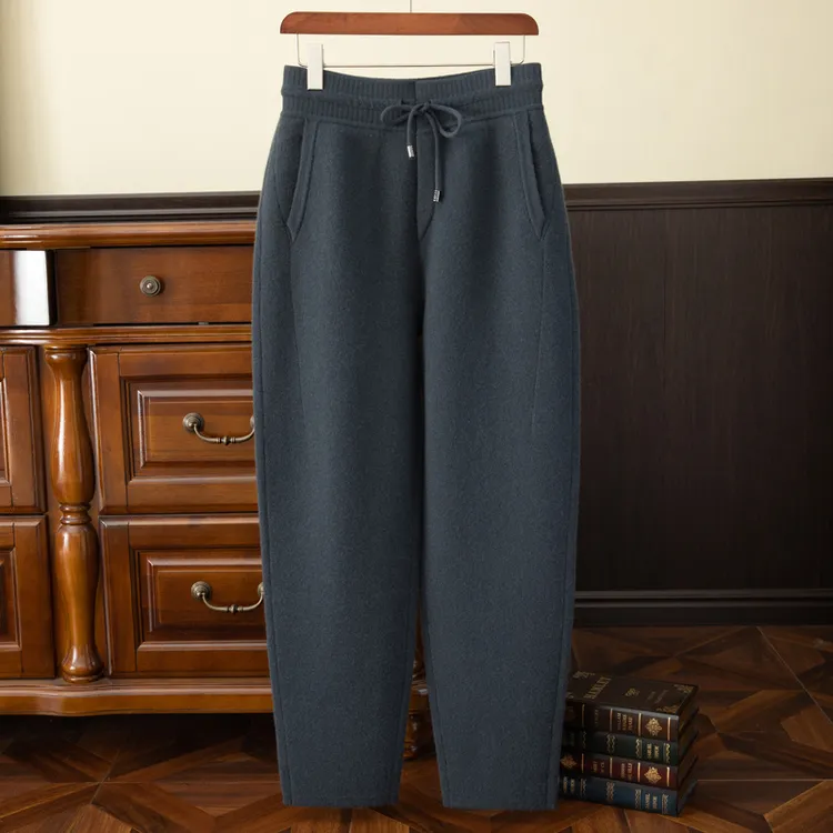 【不议价】100%山羊绒男士610克空气层加厚款针织保暖直筒休闲裤