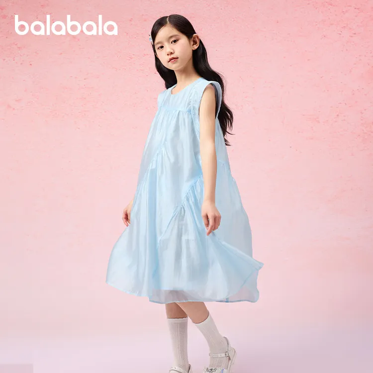 巴拉巴拉童装儿童裙子女童精致新款夏装无袖连衣裙中大童甜美洋气