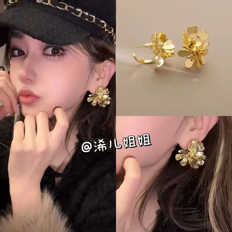【浠儿姐姐】欧美夸张花朵耳环轻奢时尚高级感耳钉个性