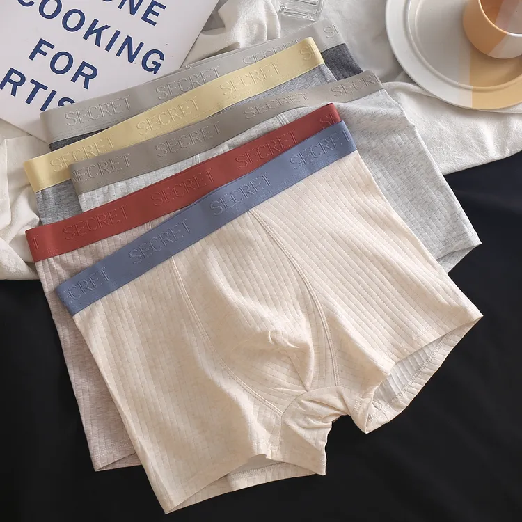 男士内裤秋冬2025新款纯棉平角裤10A抑菌竖条纹男生四角裤大码4XL
