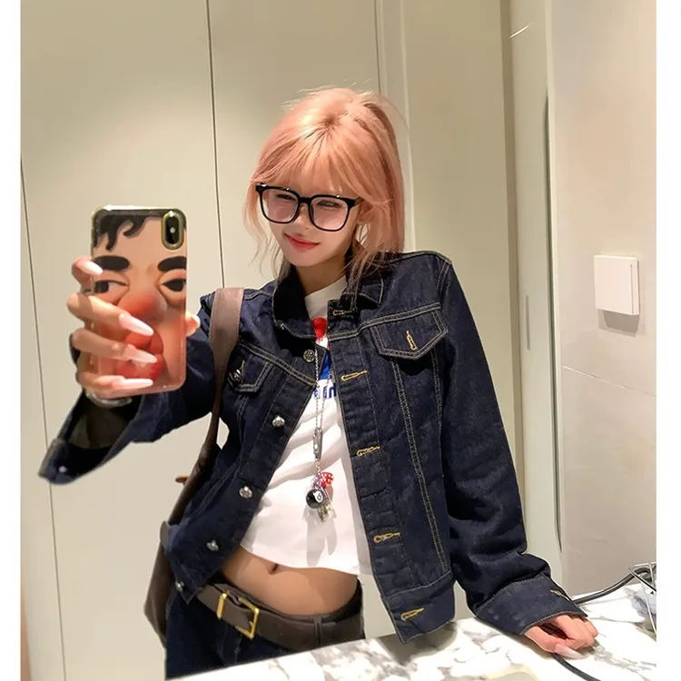 2025秋美式原牛解构高街牛仔短外套男女潮流休闲痞帅工装夹克开衫