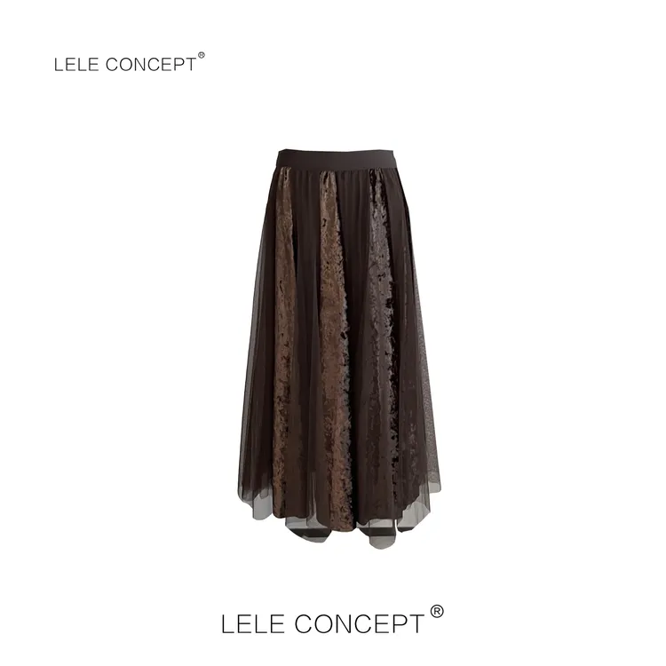 LELE CONCEPT | 【美超】高级气质多色拼纱半身裙FQ25C0005W