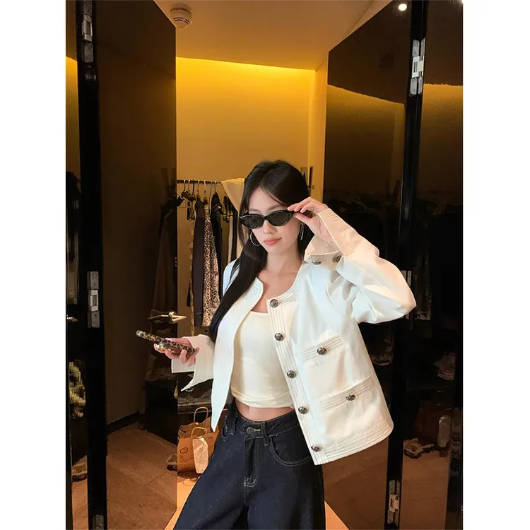 外套女士设计感气质小香风牛仔秋季2025新款百搭宽松显瘦开衫上衣