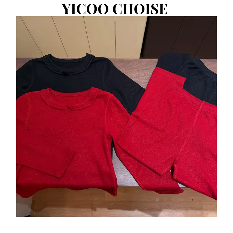 YICOO【小年】 亲子小众进口自发热超柔打底套装YC256651洋气时尚