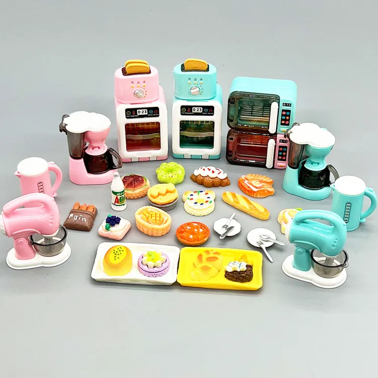 迷你电器咖啡机微波炉模型仿真食玩小物品儿童过家家玩具娃屋摆件