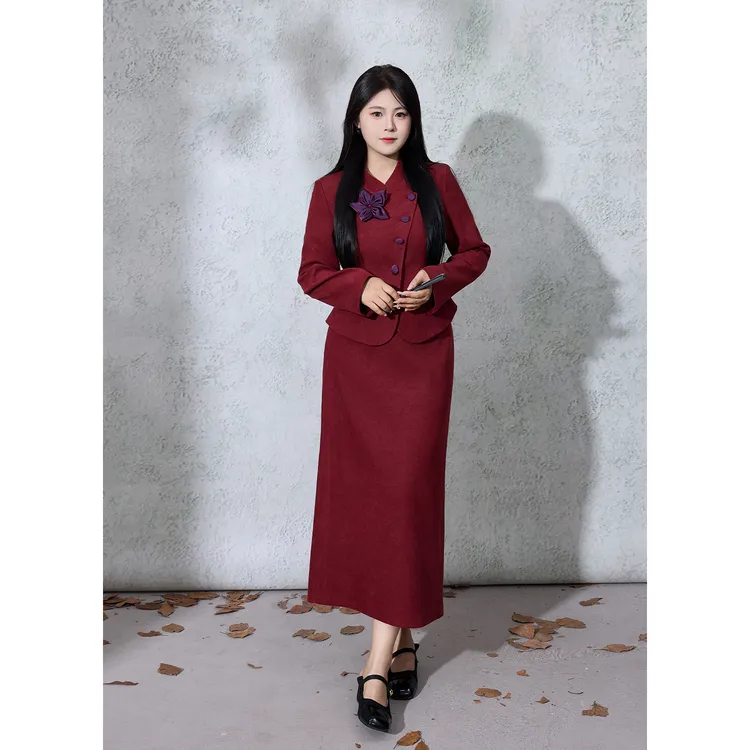 现货【醉红颜】冬大码中式立体绣花新娘服敬酒服订婚服套装DM33127