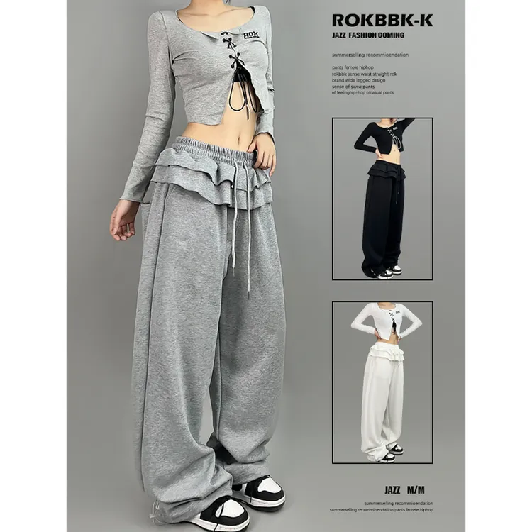 ROKBBK-K/布韩街舞潮牌运动宽松女hiphop爵士舞嘻哈长裤jazz裤