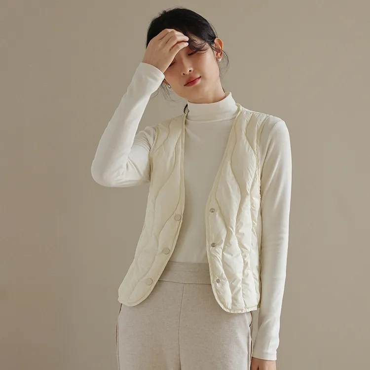 素典【大衣伴侣】轻薄保暖羽绒马甲内胆V领叠穿马夹打底坎肩 1052