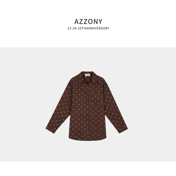 2 YYL 蓝波点咖衬衫  2025秋款上新autumn DA8225 