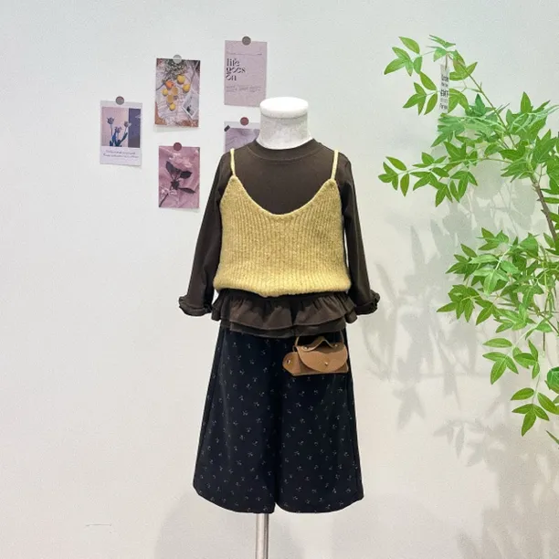 女宝韩系穿搭套装2025新款春秋季儿童一整套叠穿背心阔腿裤三件套