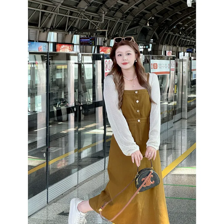 楠序迪迪微胖女装2025秋季气质开衫吊带裙两件套时尚套装DD10921