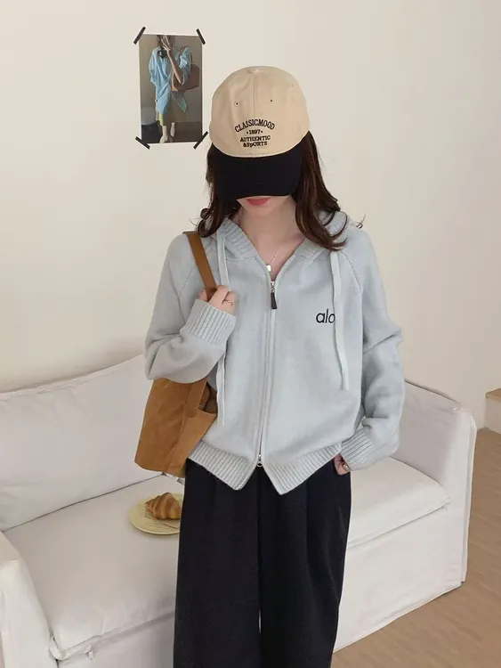 慵懒复古刺绣连帽针织开衫女秋装新款韩版高级感百搭毛衣外套上衣