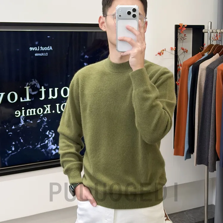 PULUOGEDI/普洛哥帝纯色拉毛工艺纯色100%羊毛衫半高领休闲打底衫