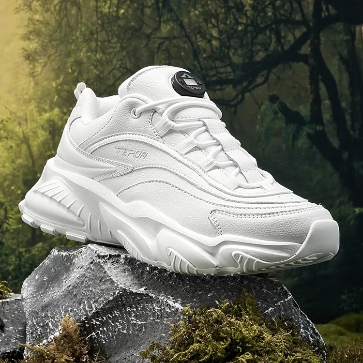 【官方正品】天跑加热鞋充电老爹鞋秋冬保温情侣款高低帮运动鞋白色