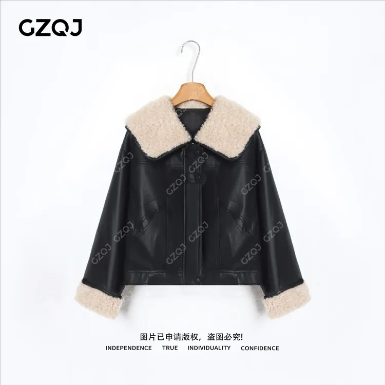 老琴私服【暖域巡航】美式复古机车羽绒皮衣外套女冬季爆款上衣2106