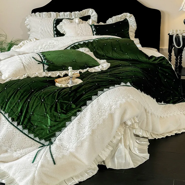 皇后娘娘法式奢华高克重牛奶绒四件套双面绒冬季加厚保暖床单被套