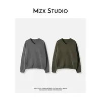 MZX 马拉拉纯色V领慵懒感长袖针织毛衣SY10035-C