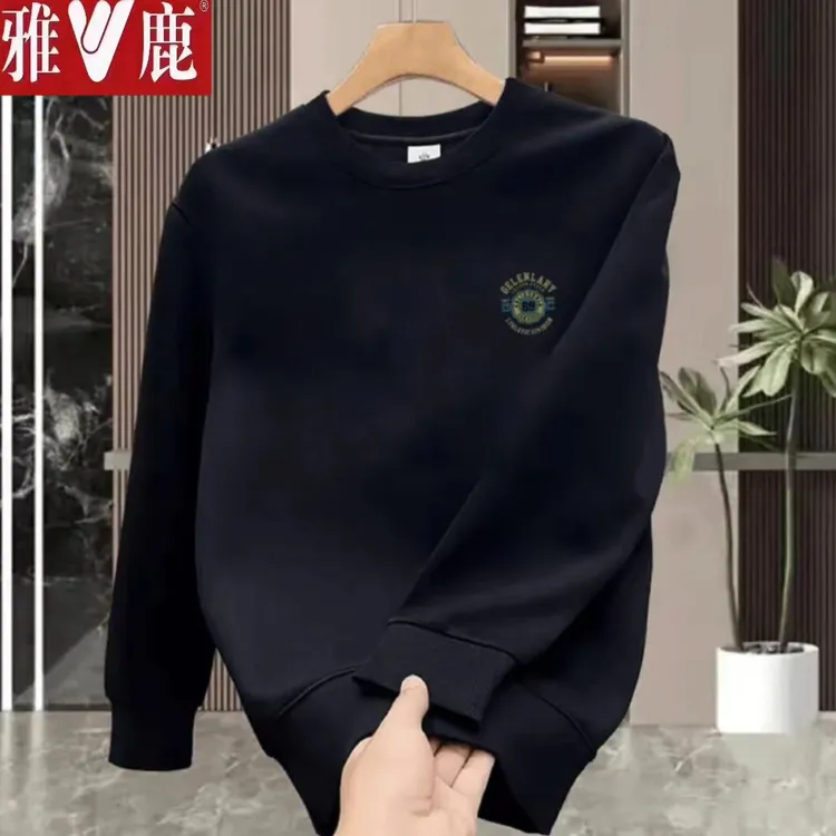 雅鹿男装时尚男女同款潮流休闲时尚百搭圆领秋冬运动宽松情侣卫衣
