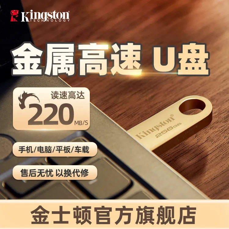 金士顿官方256G金属U盘DTSE9G3哨兵车载学习办公商务便携通用优盘